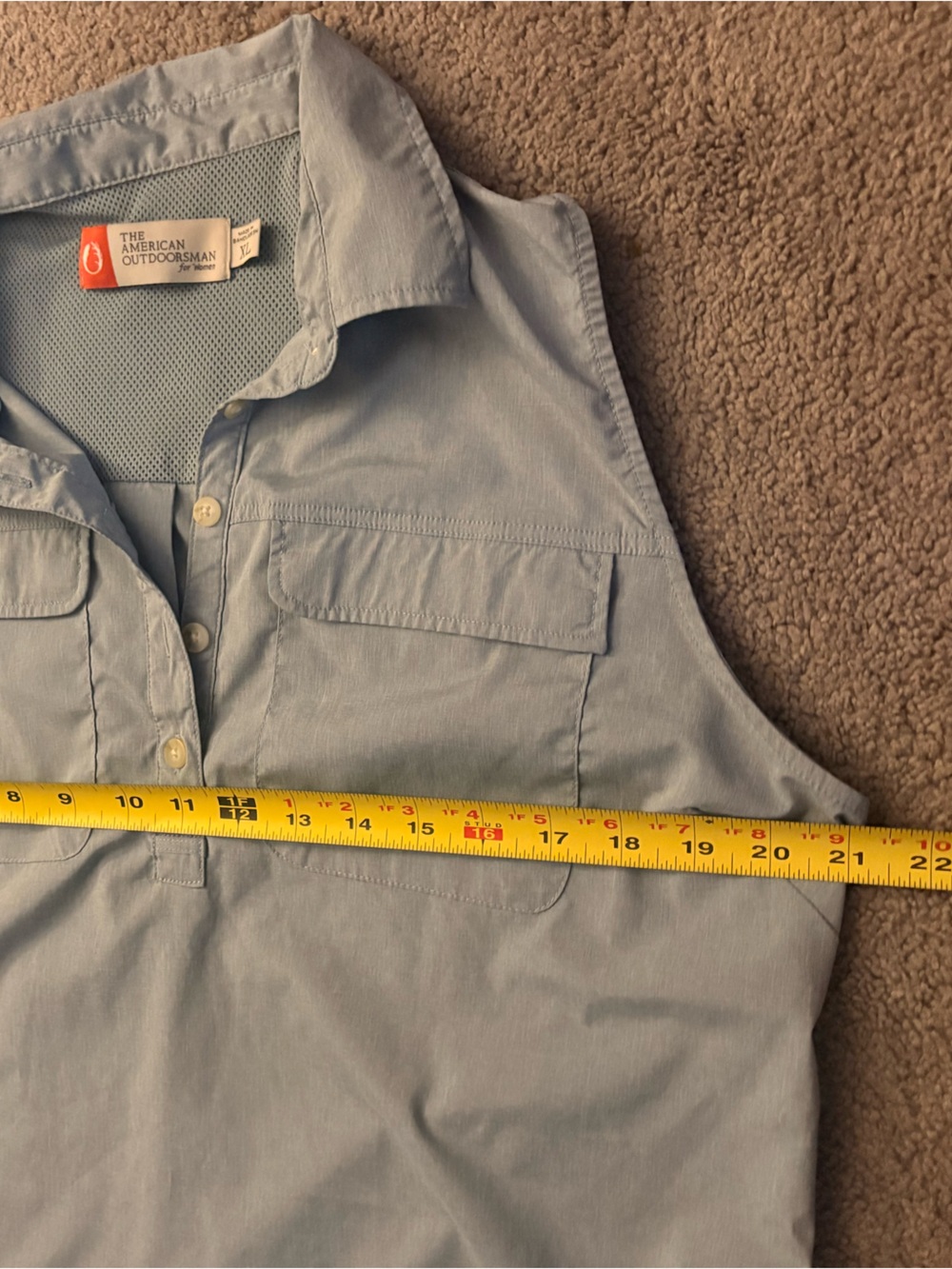 Sleeveless Collared Tank Top - Light Blue - Picture 6 of 6
